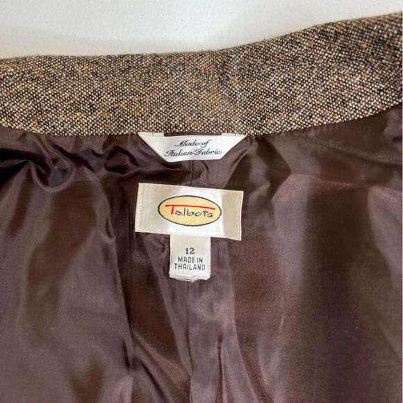 Vintage Talbots Wool Silk Tweed Flare Skirt Peplum Jacket Set Brown Womens 12 - Picture 9 of 16
